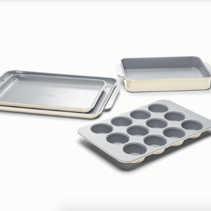 5 Piece Bakeware Set | Organizers Included | Non-Toxic Ceramic Coating / Color: Cream