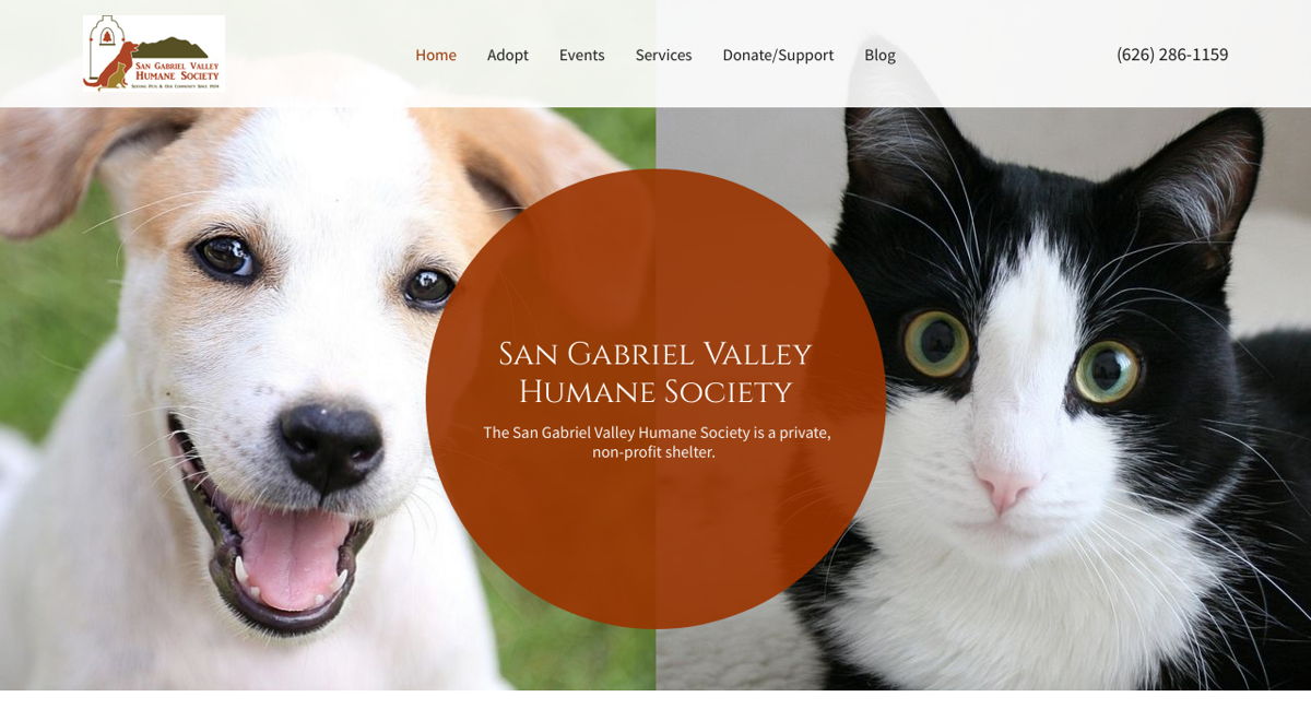 Screenshot of San Gabriel Valley Humane Society, from the godaddy websites collection.