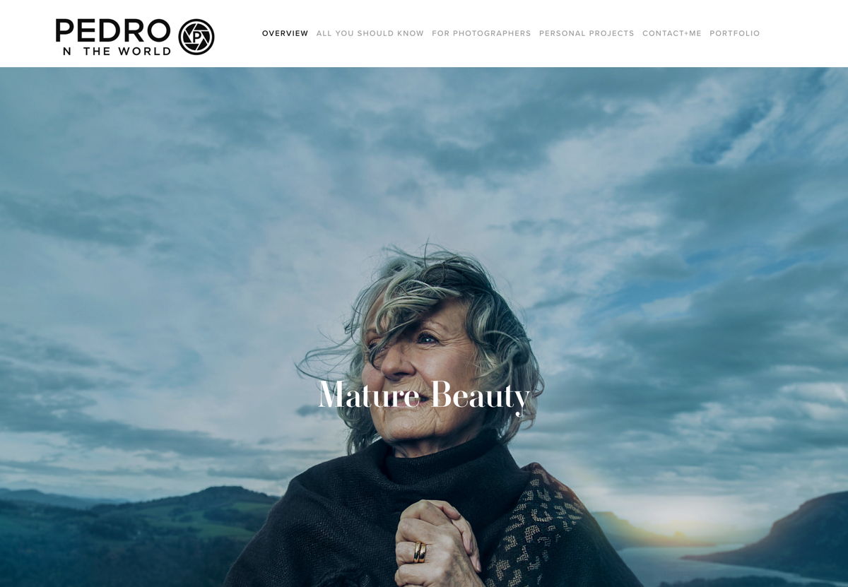 Screenshot of Pedro N The World, from the squarespace photography websites collection.