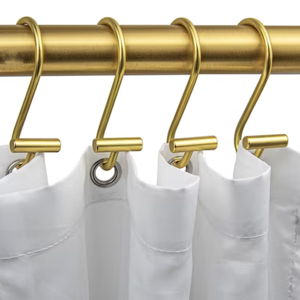 allen + roth Brushed Gold Stainless Steel Single Shower Curtain Hooks (12-Pack)