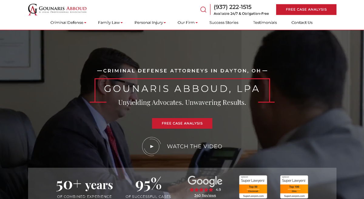 Screenshot of Gounaris Abboud, LPA , from the law firm websites collection.