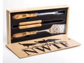 Three Piece BBQ Set in Wooden Pine Box
