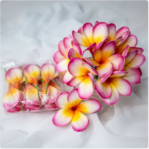 Sunset Pink Frangipani Flowerhead (6 Pack) - Realistic Artificial Flowers - Image 3