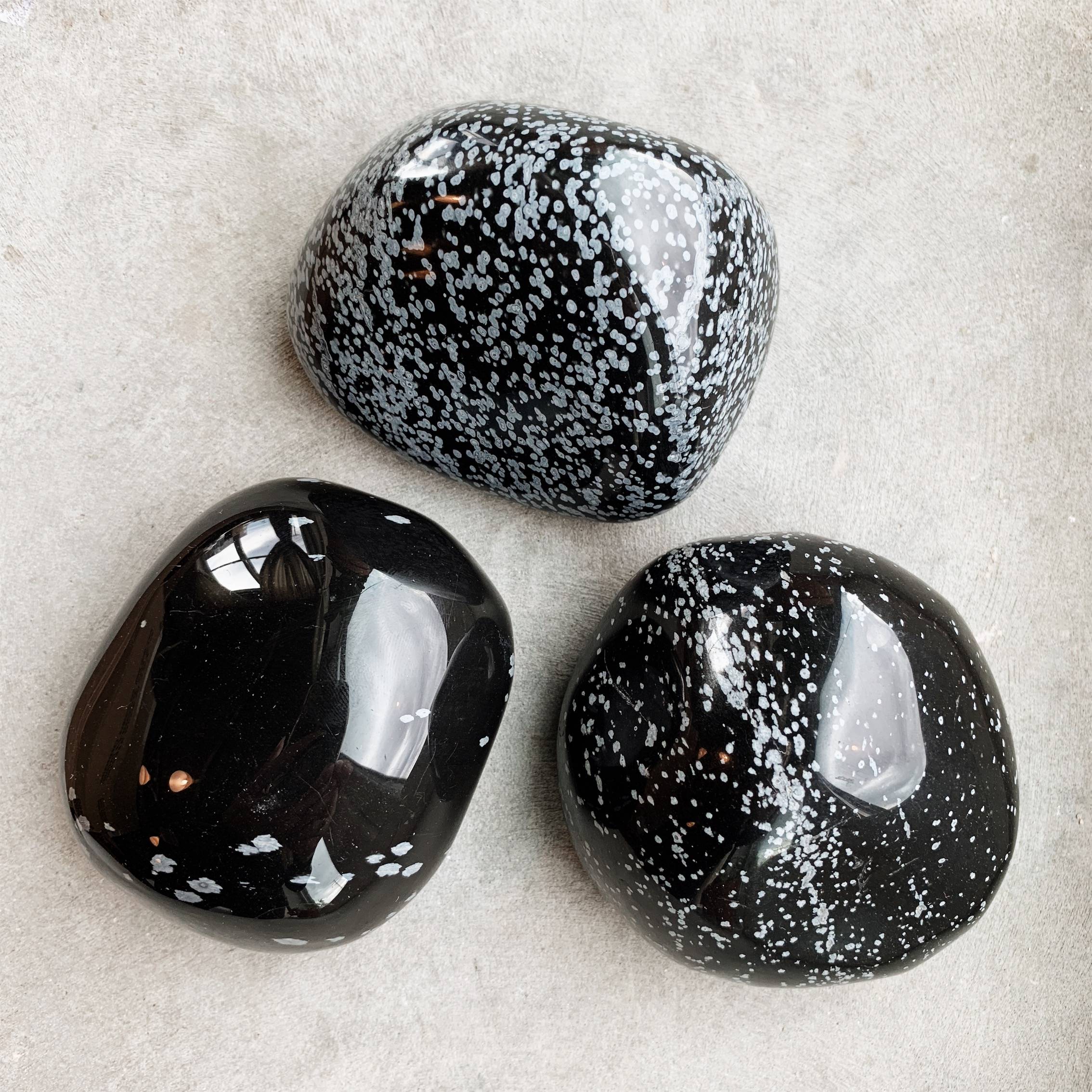 Snowflake Obsidian Palm Stones - a protective stone