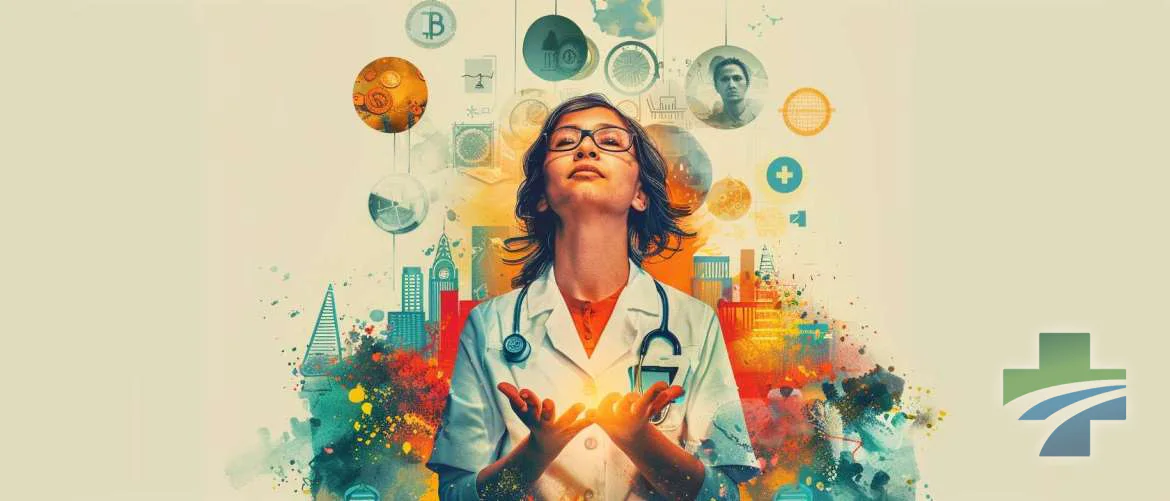 Abstract artistic representation of a travel nurse's diverse lifestyle