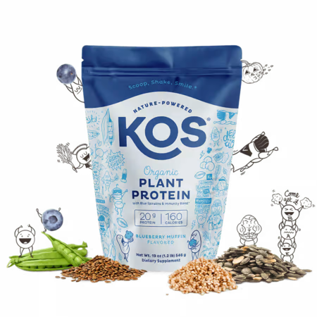 KOS Organic Plant Protein, Blueberry Muffin, 14 Servings