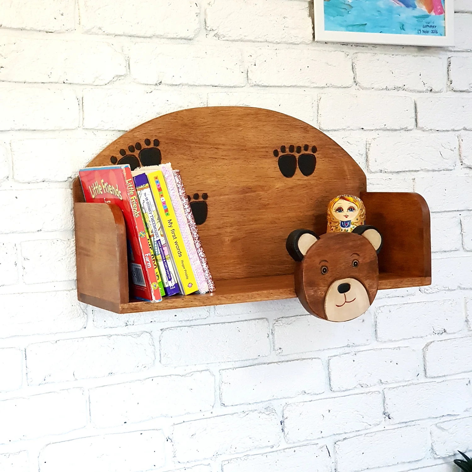 Children's bookshelf Bear theme for children's room with mounting pins - Image 3