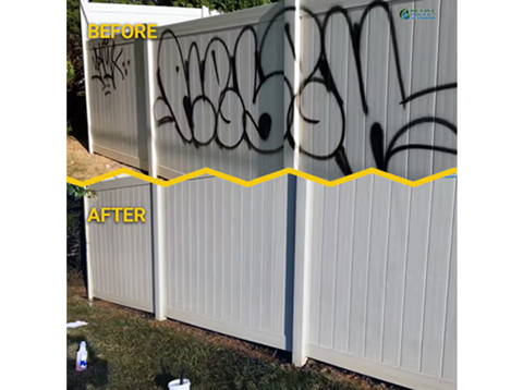 Vinyl fence graffiti removal