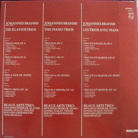 Philips / BEAUX ARTS TRIO, - Brahms Piano Trios, NM, 2L...