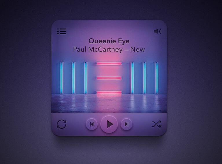 Музыкальный плеер в PSD формате для редактирования в Фотошоп