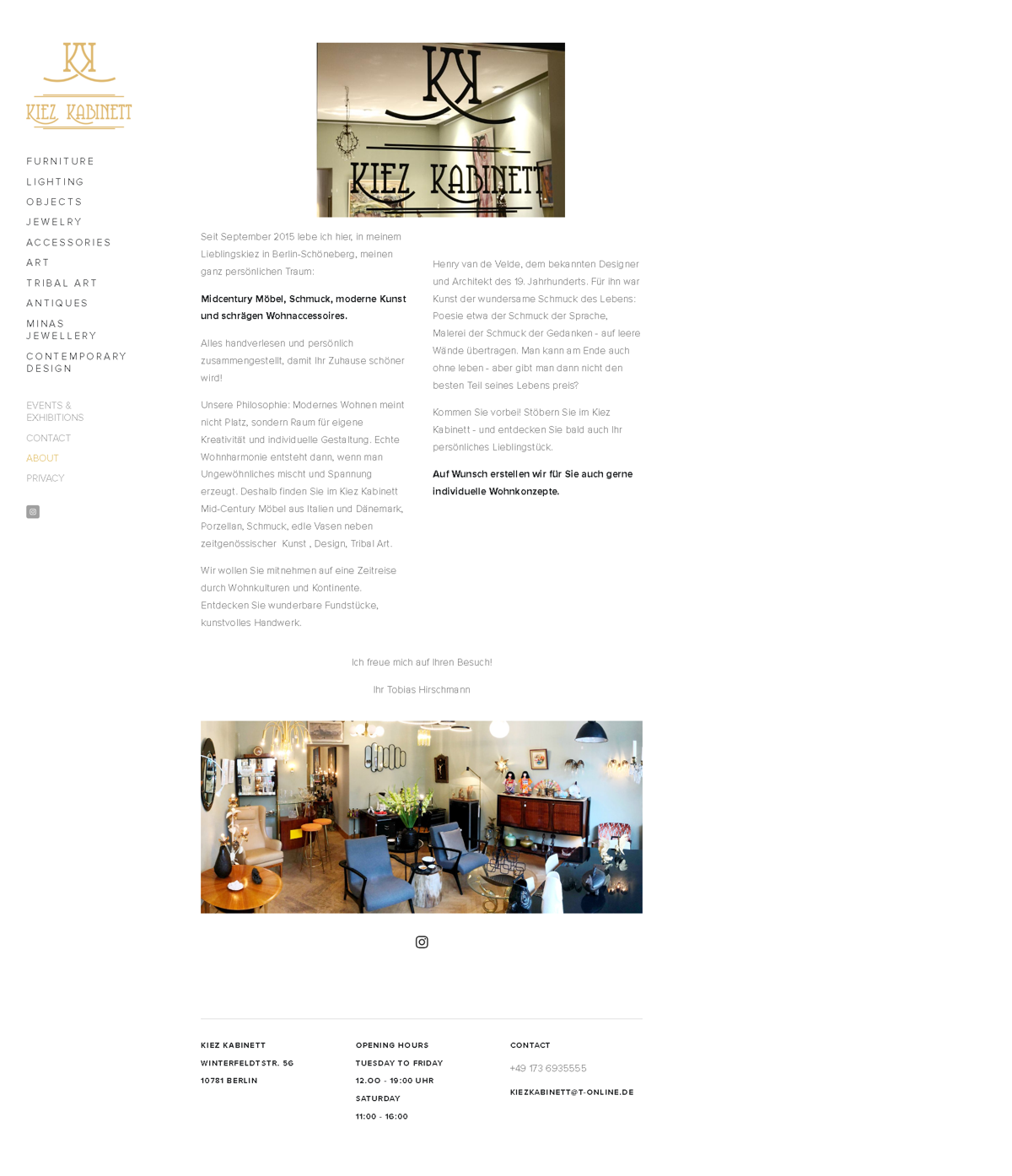 Screenshot of kiez kabinett, from the about us page examples collection.