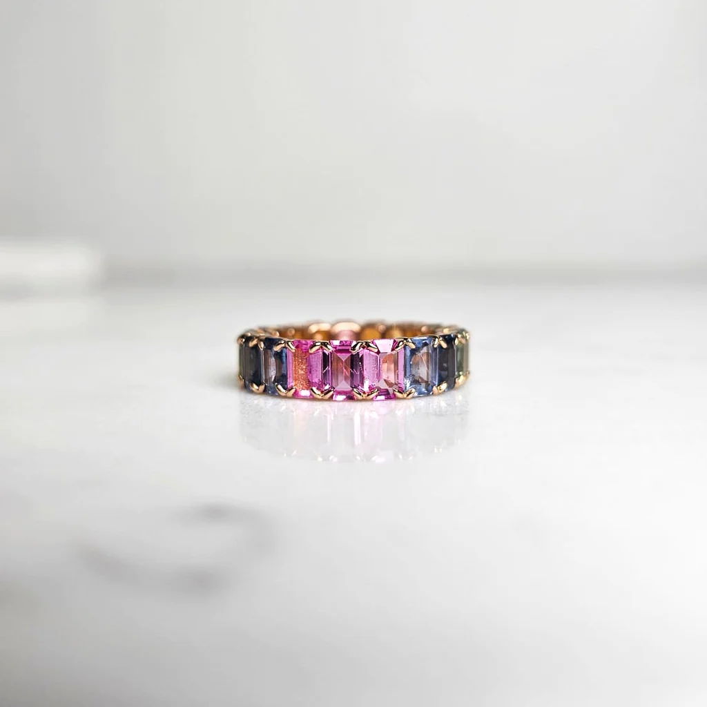 Rainbow Sapphire Eternity Ring