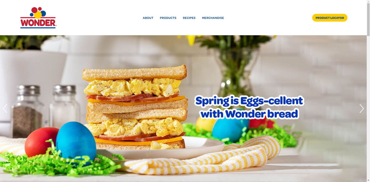 Screenshot of Wonder Bread, from the yellow websites collection.
