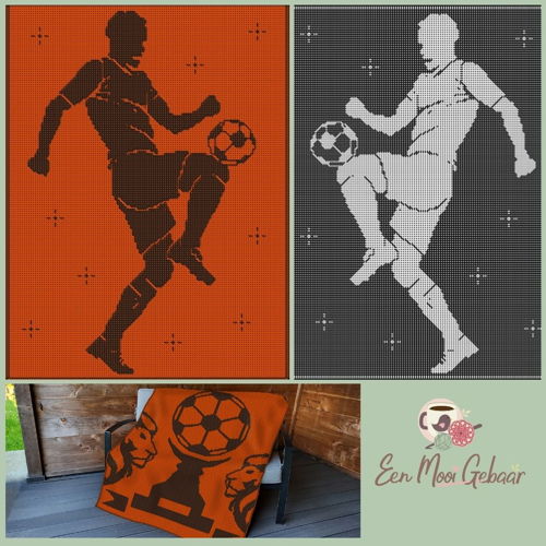 Decke für Fußballspieler – ineinandergreifende Häkeltechnik