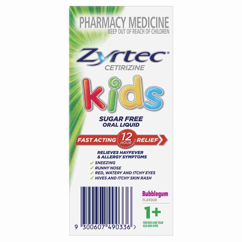 Zyrtec Kids Antihistamine Allergy & Hayfever Oral Liquid Bubblegum 60Ml - Image 2