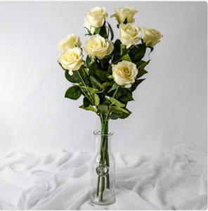 Cream Real Touch Half Bloom Roses - Realistic Artificial Flowers