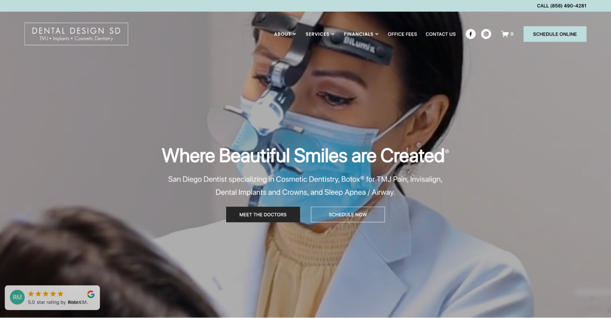 Screenshot of Dental Design SD, from the dentist websites collection.