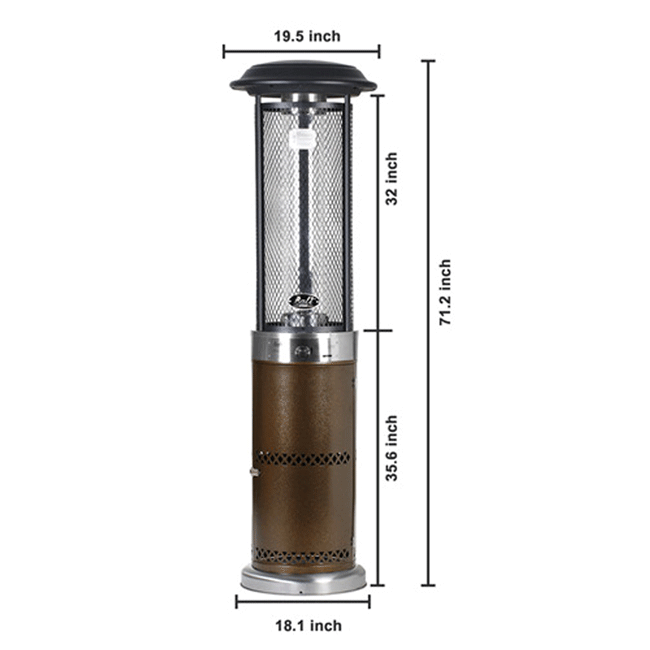 Gas Patio Heater,48000 BTU Propane Outdoor Stainless steel Heater Standing with Wheels