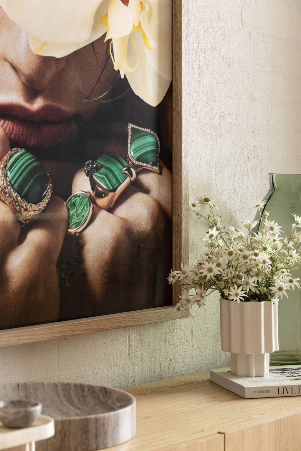 Framed photographic print in a beautifully styled interior.