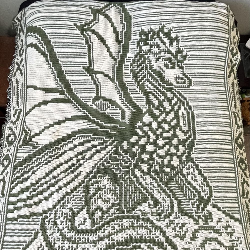 Book Dragon; Overlay Mosaic Crochet Blanket