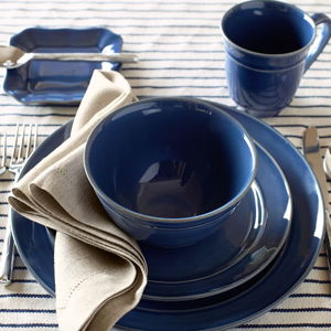 Cambria Handcrafted Stoneware Cereal Bowls- ocean blue, set of 4