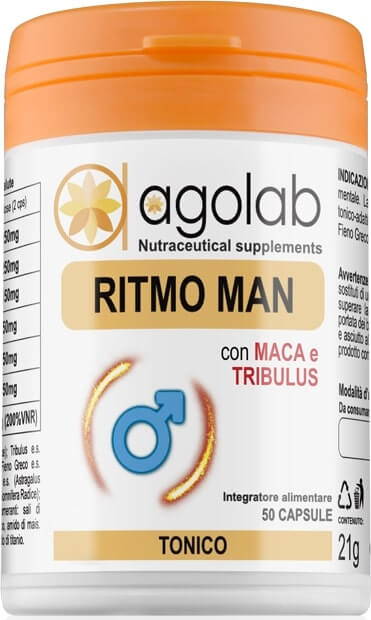 RitmoMan Testobooster Naturale Tonico Adattogeno maschile uomo integratore alimentare over 40 agolab nutraceutica per uomini maschile