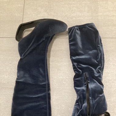 UNITED NUDE – Mobius Blue Velvet Knee High Boots