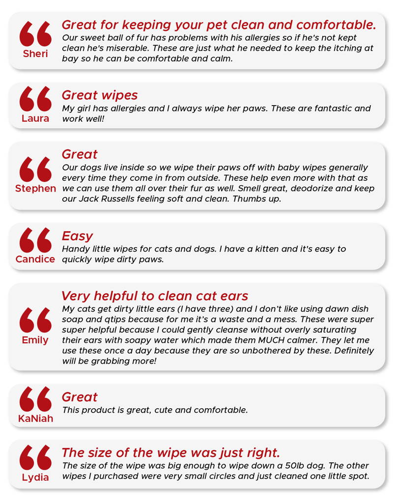 PawsFurUs Pet Wipes customer reviews from happy customers.
