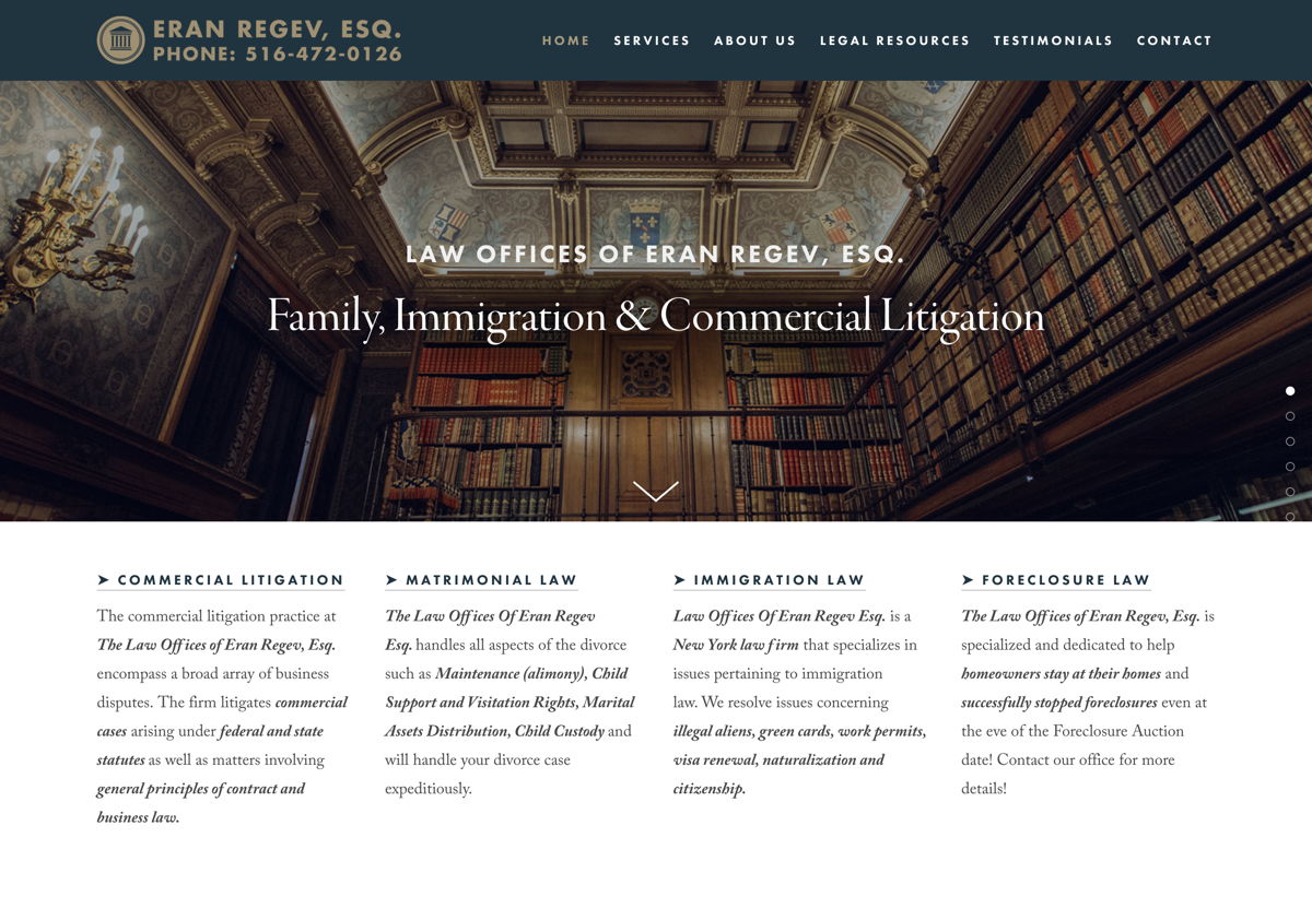 Screenshot of Eran Regev, Esg., from the lawyer websites collection.