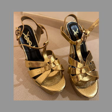 YSL golden sandals