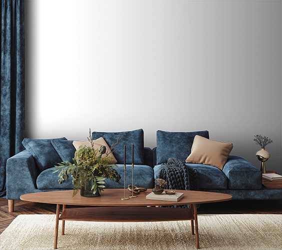 Blue mid century modern living room ideas