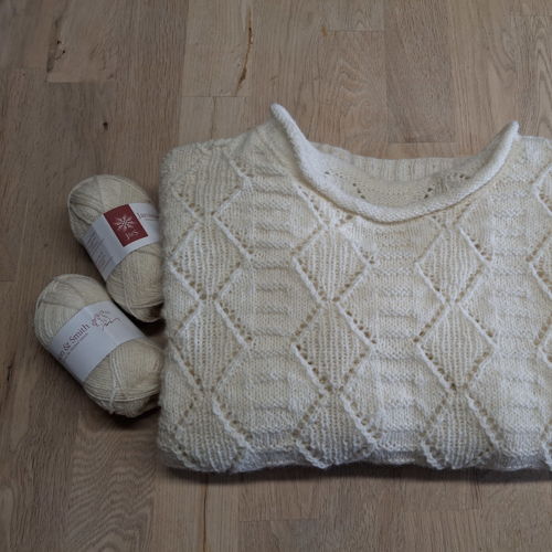 SHEILA, woollen jumper in lace pattern for ladies