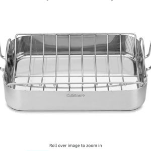 Cuisinart Multiclad Pro Triple Ply Stainless Cookware 16-inch Roasting Pan Skillet, Rectangular Roaster w/Rack