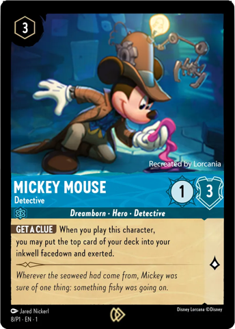 Mickey Mouse Detective card from Disney’s Lorcana: The First Chapter