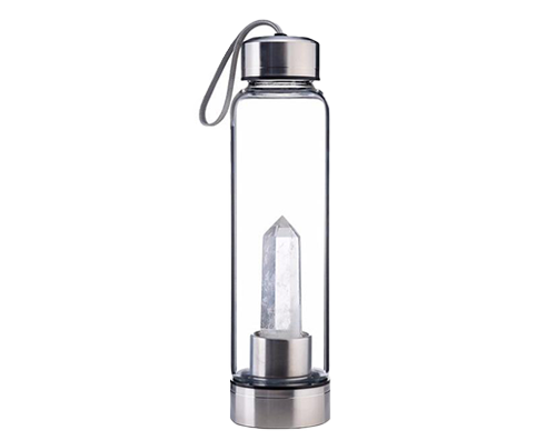 Clear Quartz Crystal Elixir Healing Water Bottle