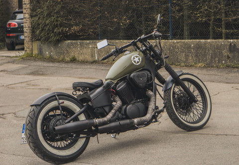 Honda VLX Bobber motorcycle on display