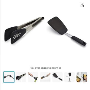 OXO Good Grips Large Silicone Flexible Turner, Stainless Steel & Good Grips Silicone Flexible Tongs Stainless,Black,
