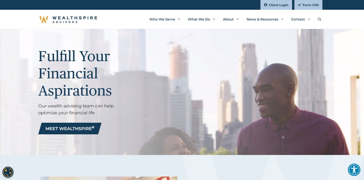 Screenshot of Wealthspire, from the blue websites collection.