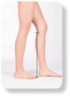 Black line on leg displaying where to measure calf circumference