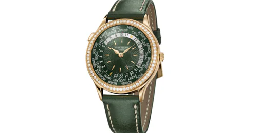 Patek Philippe World Time Complications Green Dial Diamonds