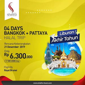 Shafira Tour & Travel: Promo Paket Tour Thailand BANGKOK + PATTAYA HALAL TRIP ONLY Rp. 6,300,000 sampai 11/23/2019