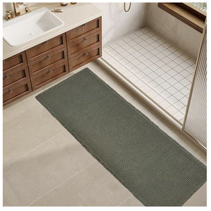 ZALL Waffle Bath Mat,Super Absorbent Non Slip Long Bathroom Rug,Dark Green 24X72inch,Machine Washable Ultra Soft Floor Mats