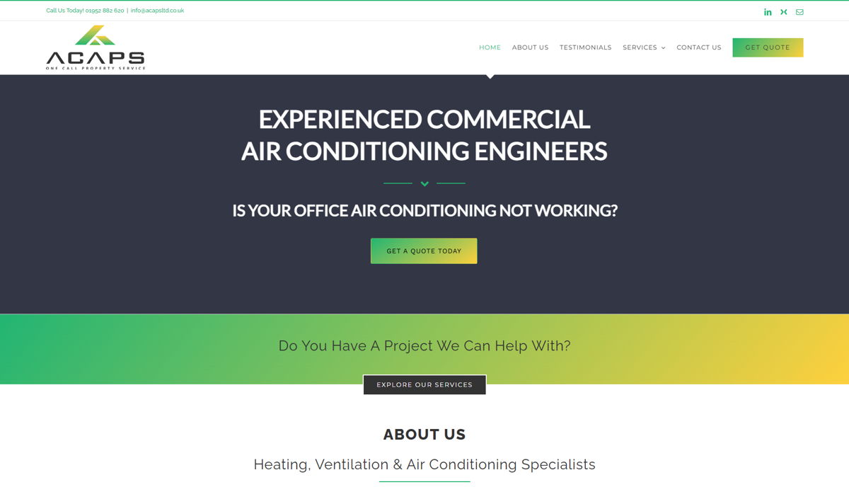 Screenshot of ACAPS Ltd, from the website hero section designs collection.