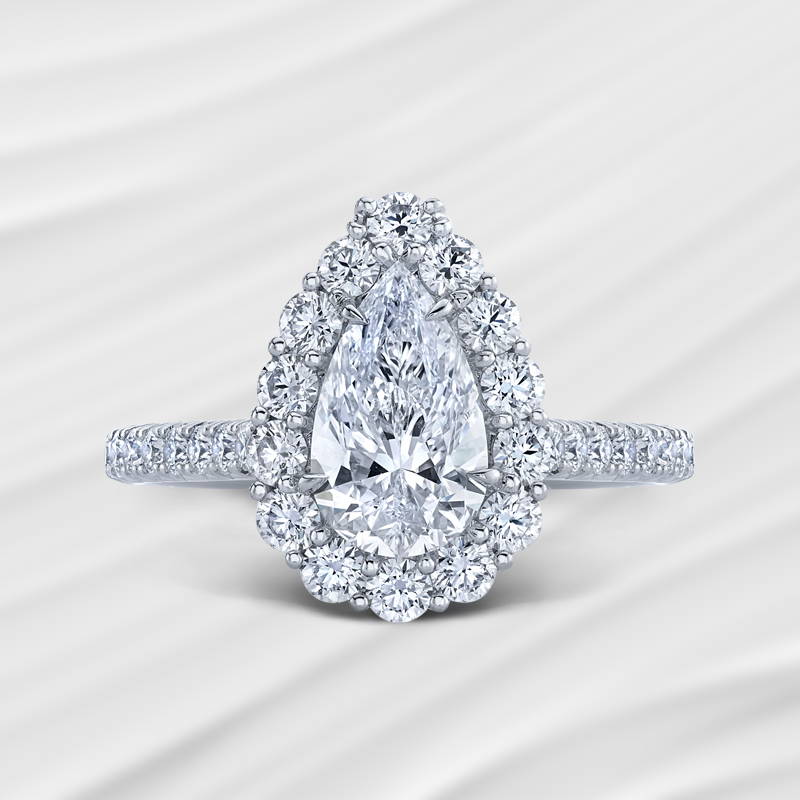 engagement ring with a pear shaped diamond