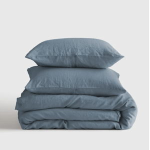 Linen Duvet Cover Set | Queen-Dusty Blue Color