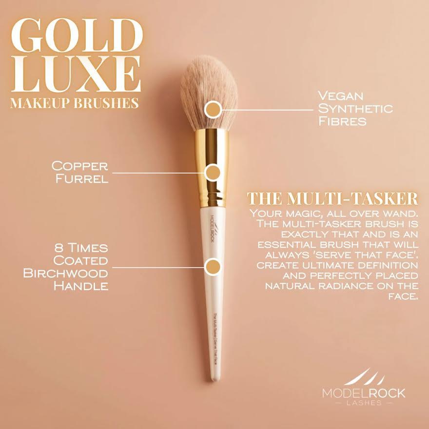 GOLD LUXE MAKEUP BRUSH "THE MULTI TASKER/SERVE THAT FACE" (MODELROCK)