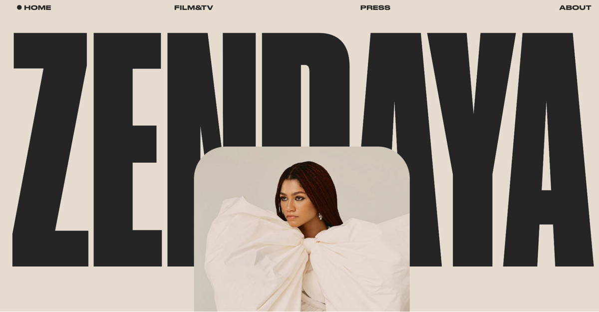 Screenshot of Zendaya, from the model websites collection.