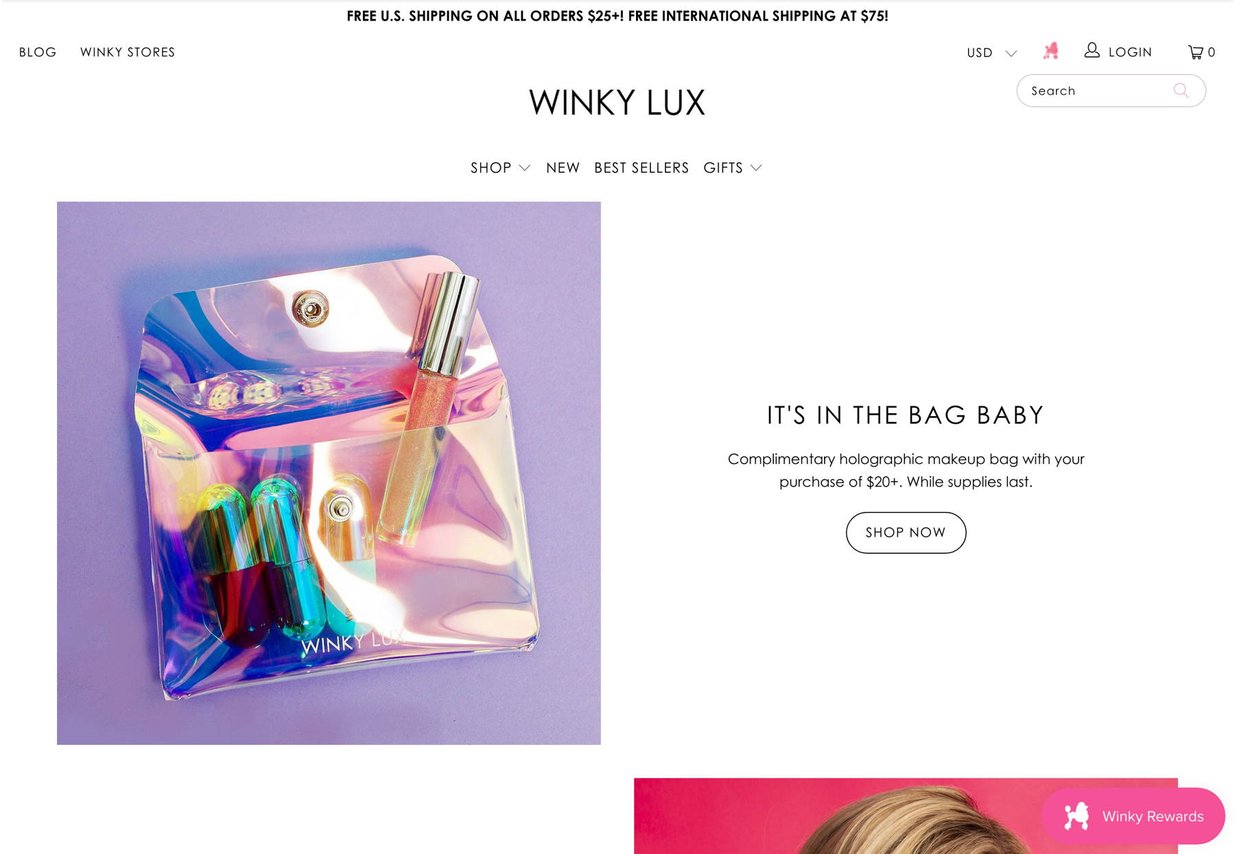 Screenshot of Winky Lux, from the beauty websites collection.