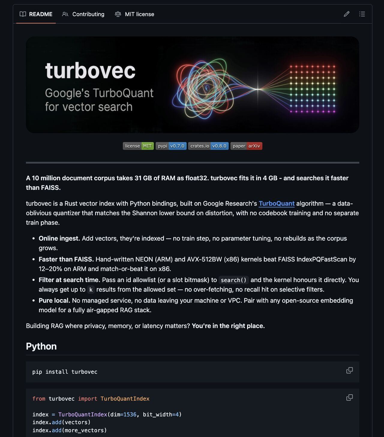 Google's Algorithm Reduces Memory Usage with TurboVec