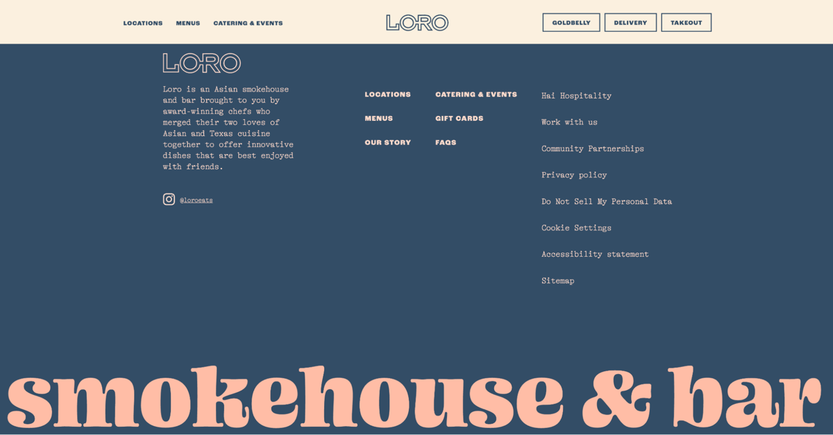 Screenshot of Loro , from the website footer designs collection.